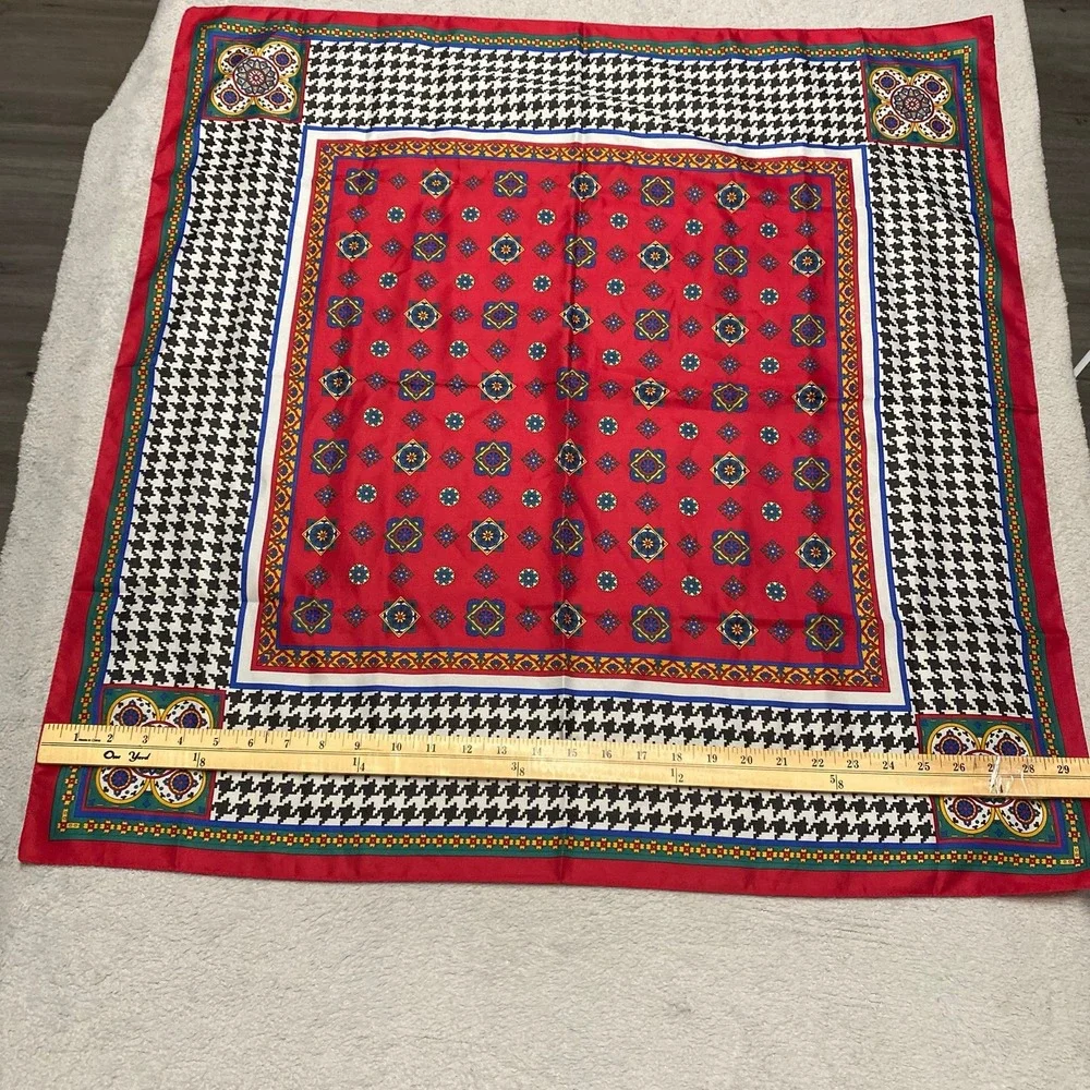 Vintage Avon Square Scarf 30x30 Houndstooth‎ Intricate 80s 1988 Italy